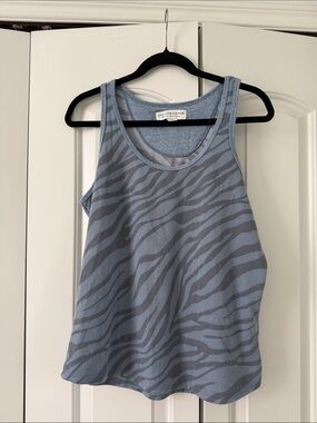 Karen Neuburger Blue Zebra-Print Scoop Neck Tank